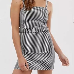 GINGHAM FITTED MINI DRESS WITH BELT